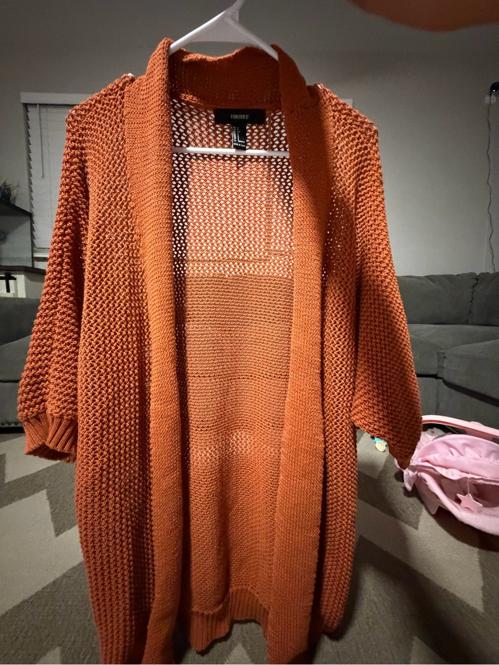 Forever 21 Rust Open-Front Knit Cardigan Sweater
